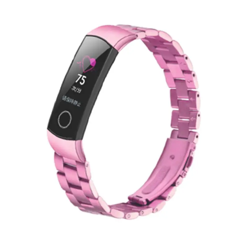 Розовый Металлический ремешок для часов huawei Honor Band 4 ремешок Металлический Стальной браслет huawei Band 4 ремешок браслет из нержавеющей стали замена - Цвет: Розовый
