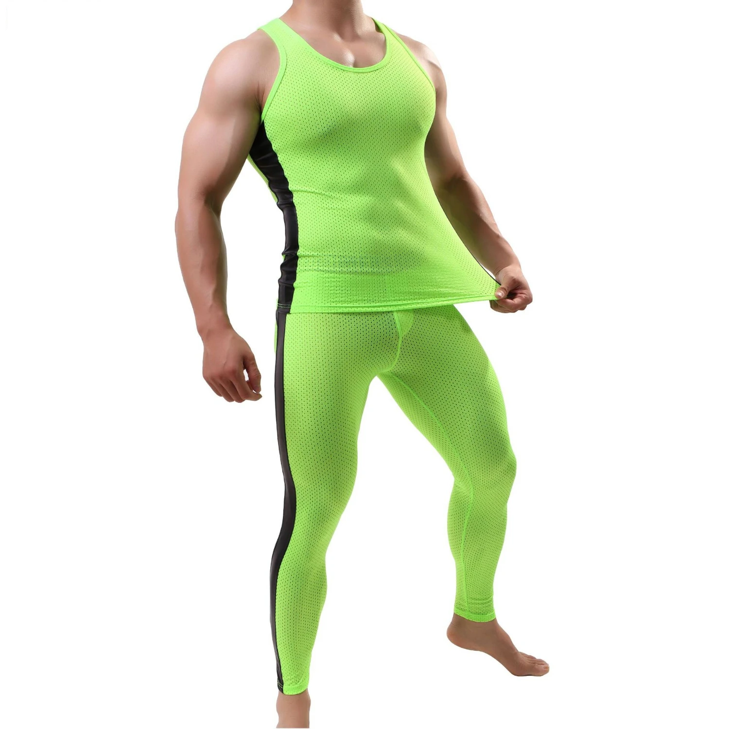 Sports Leggings Compression pants Breathable Mesh Leggings Men Running Tights Mens Compression Pants Gym Sports Leggins Exercise Training Workout Tights For Men