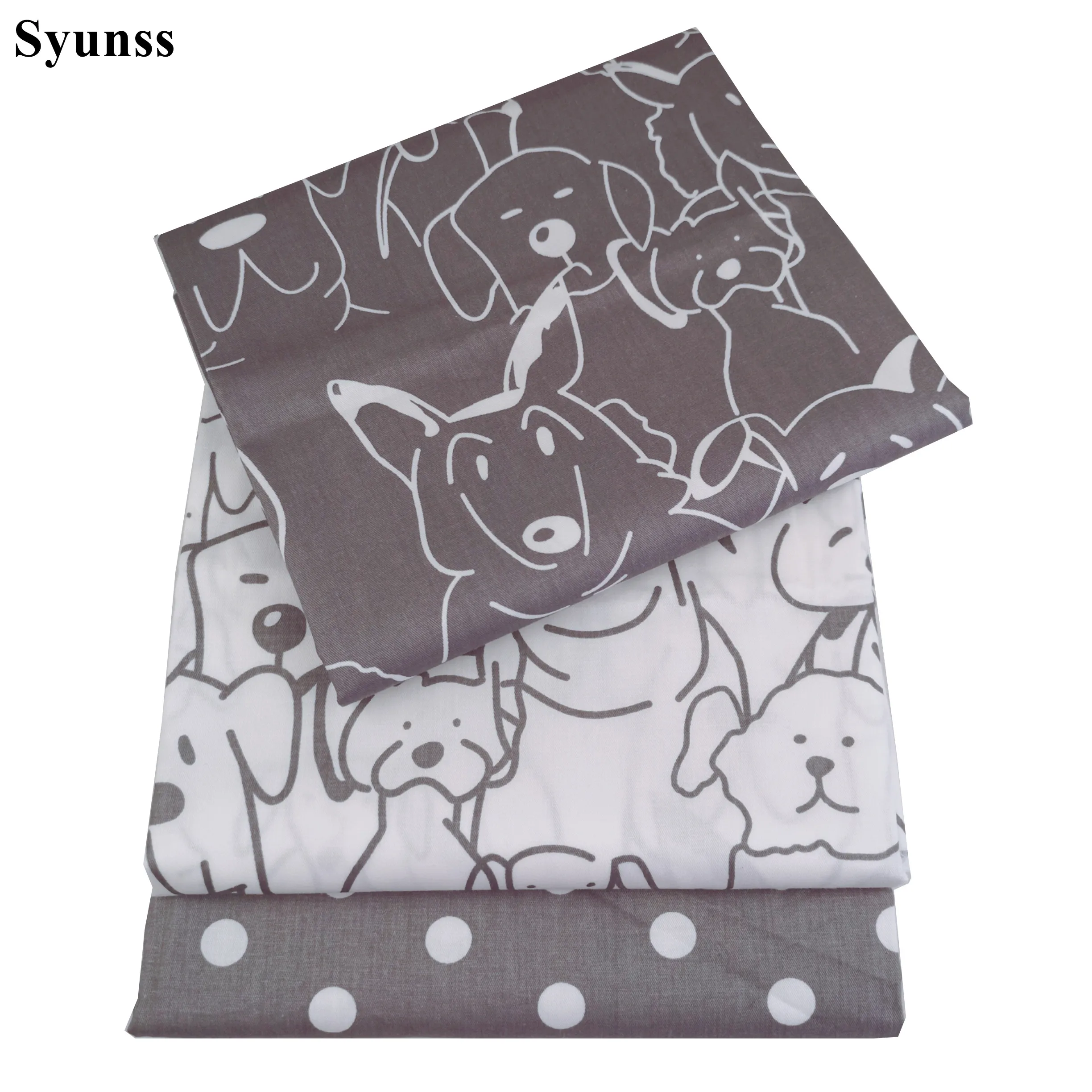 Syunss Gray Dog and Dot Print Twill Cotton Fabric for Diy Patchwork Quilting Baby Cribs The Cloth Cushions Blanket Sewing Tissus | Дом и сад