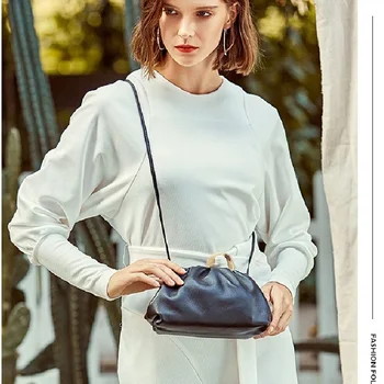 

ZOOLER New Genuine Leather small bags Luxury Designer New Cloud Shape Women Bag Slant Dumpling Shoulder Messenger Bag Lady#ZF221