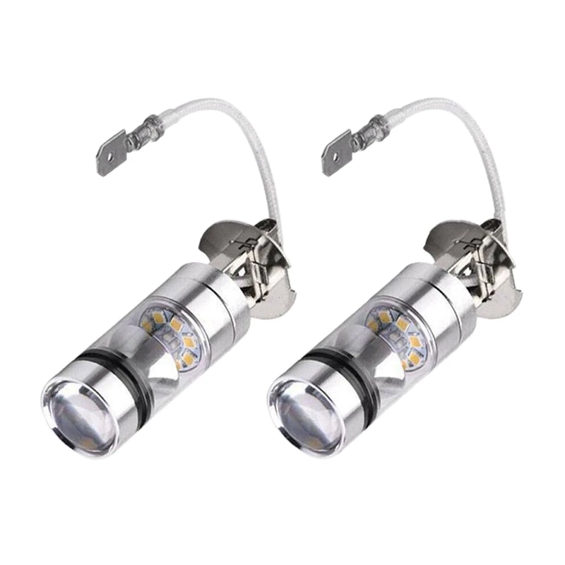 

2Pcs 6000K White LED H3 100W 2323 Car Fog Light Bulb DRL