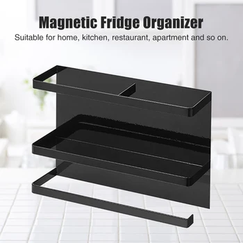 

Home Space Saving Refrigerator Shelf Kitchen Rack Iron Art Apartment Restaurant Magnetic Fridge Organizer Rustproof 2 Layers