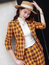 Ensemble Blazer et pantalon à carreaux pour femme, vêtement professionnel de luxe, décontracté, Vintage, Style anglais, formel, deux pièces, collection automne 2021 