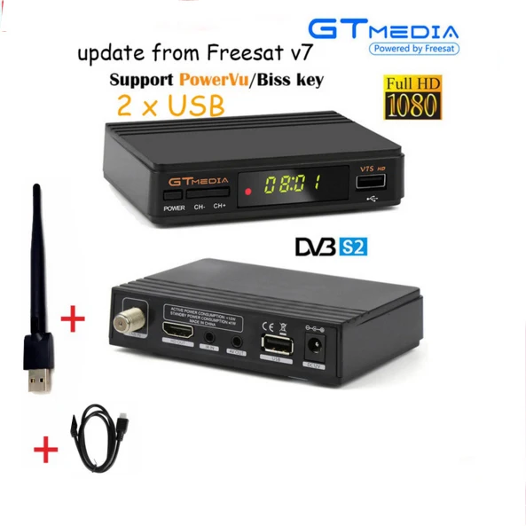 V7S WIFI 5PCS 5 шт. GT медиа Freesat gtмедиа v7s DVB-S2 спутниковый ресивер Полный 1080P рецептор PowerVu Biss WiFi 3g Youtube USB PVR - Цвет: V7S WIFI 5PCS