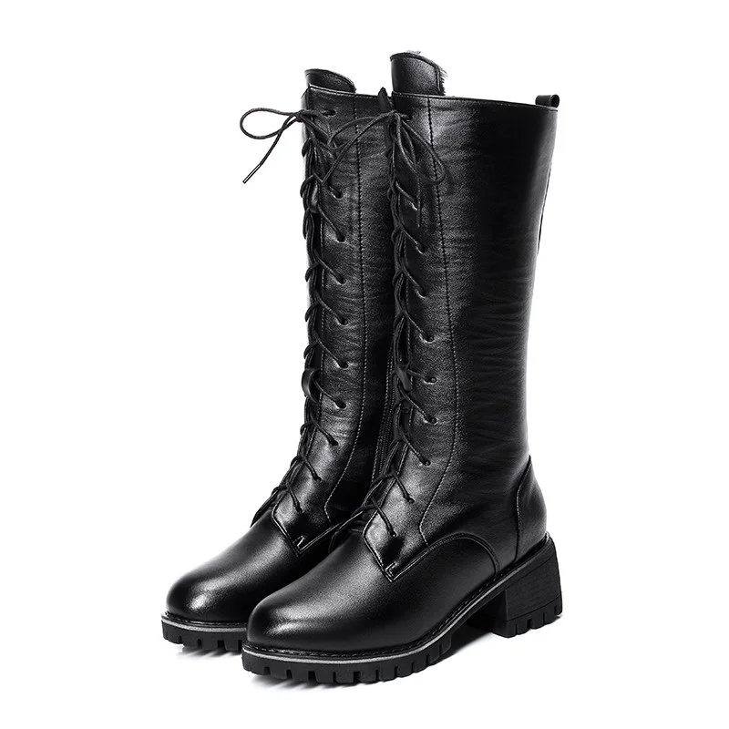 Г., женские ботинки в байкерском стиле теплые ботинки Martens из натуральной кожи и шерсти Женская обувь больших размеров зимние женские ботинки