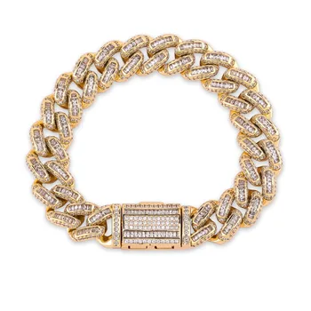 

Hip Hop Micro Pave AAA Bling Iced Out Cubic Zircon Chain Bracelet Charm Men Gold Silver Color Miami Cuban Link Chain Bracelet