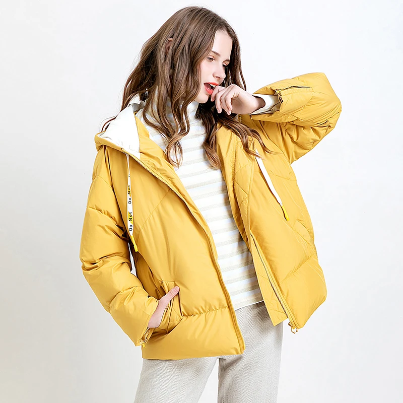 ARTKA зима новое женское пуховое пальто 90% белый утиный пух очень теплая куртка желтое повседневное плотное пуховое пальто с капюшоном DK10398D