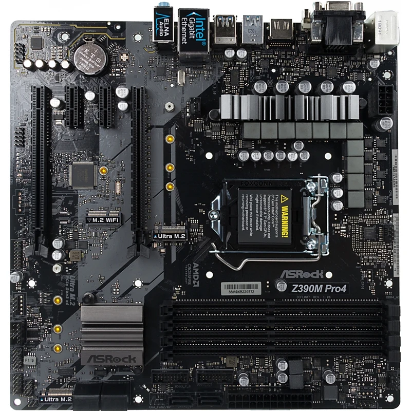 Материнская плата Asrock Z390M PRO4 Soc-1151v2 Intel Z390 4xDDR4 mATX AC`97 8ch(7.1) GbLAN RAID+VGA