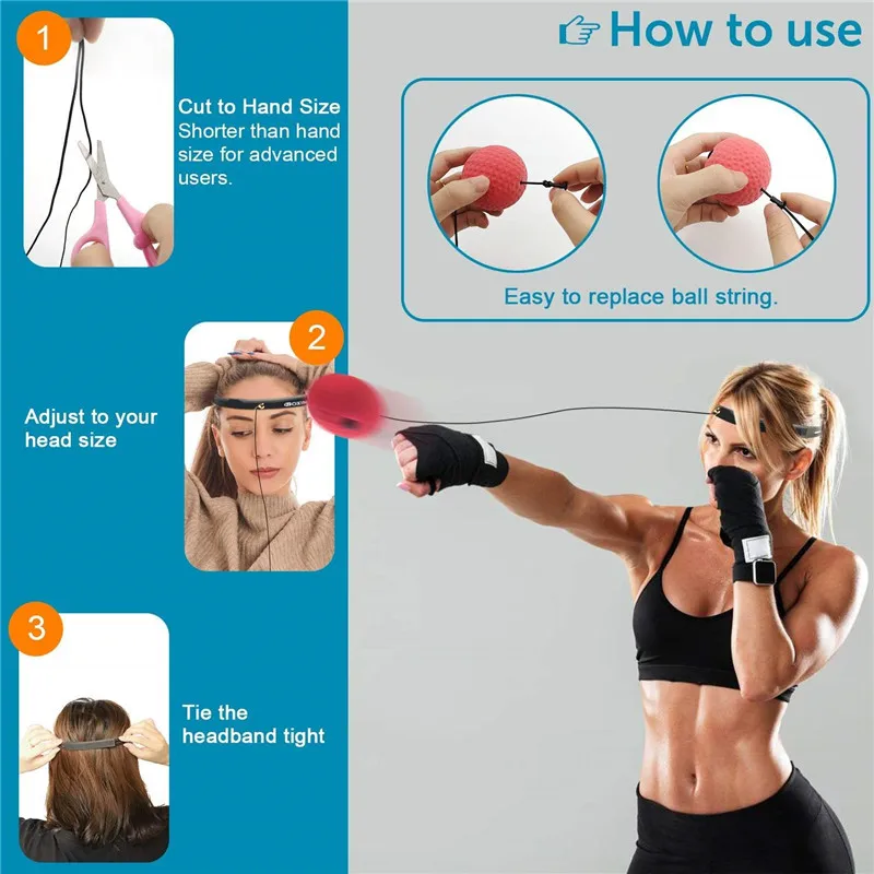 Boxing Reflex Speed Punch Ball 20g/65g Copper Buckle Silicone Headband For Muay Thai Beginner Hand Eye Punching Relax Training