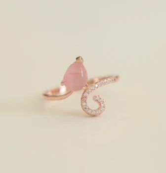 

Hot Sale 925 Silver rose gold color factory promotion stock pink stone women ladies jewelry rings