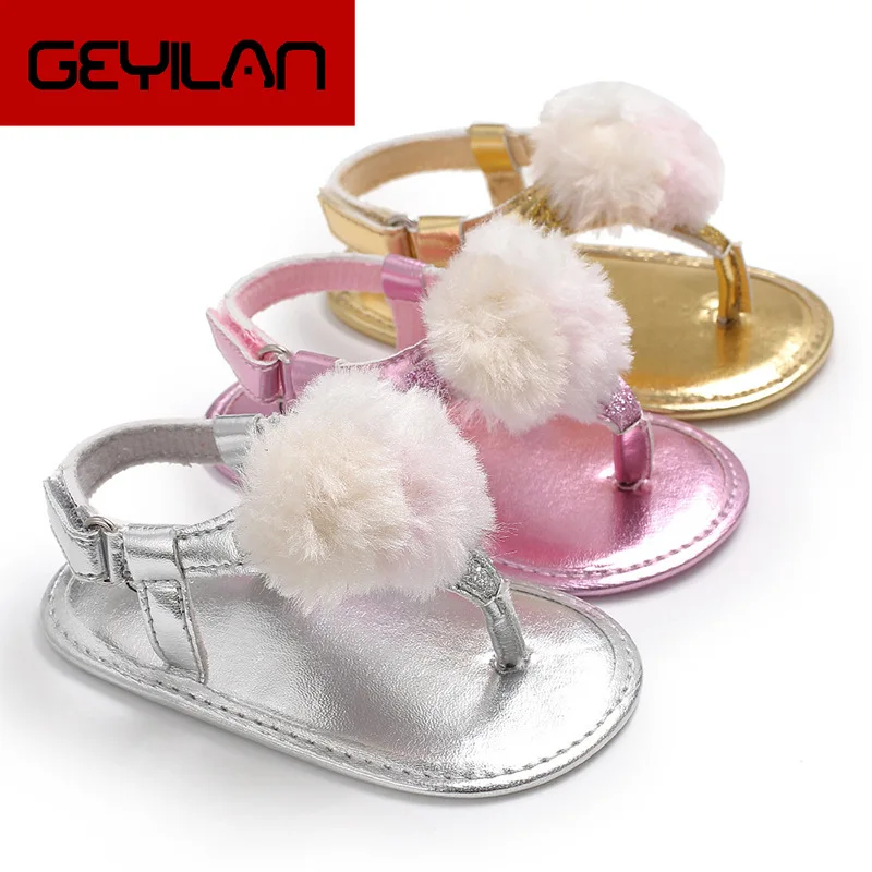 

Best Sale Baby Girls Sandal Summer New Newborn Girls Cute Small Hair Ball Princess Shoes 3 Colors Toddler Girsl Casual Sandals