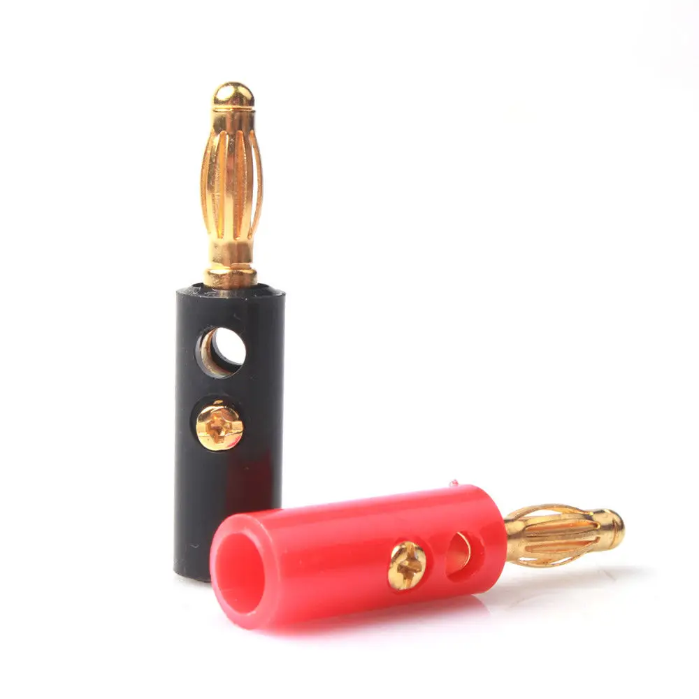10pcs/lot Banana Plug 4mm Gold Plated Audio Speaker Wire Cable Screw Banana Plug Connector Gold Plating Low Frequency Terminal
