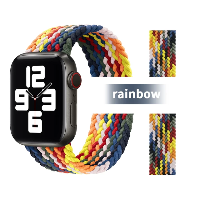 Pride Braided Solo Loop Band For Apple Watch Se Strap 44mm 40mm Elastic Wristband Bracelets 41mm 45mm Series 765432 42mm38mm 15 rainbow