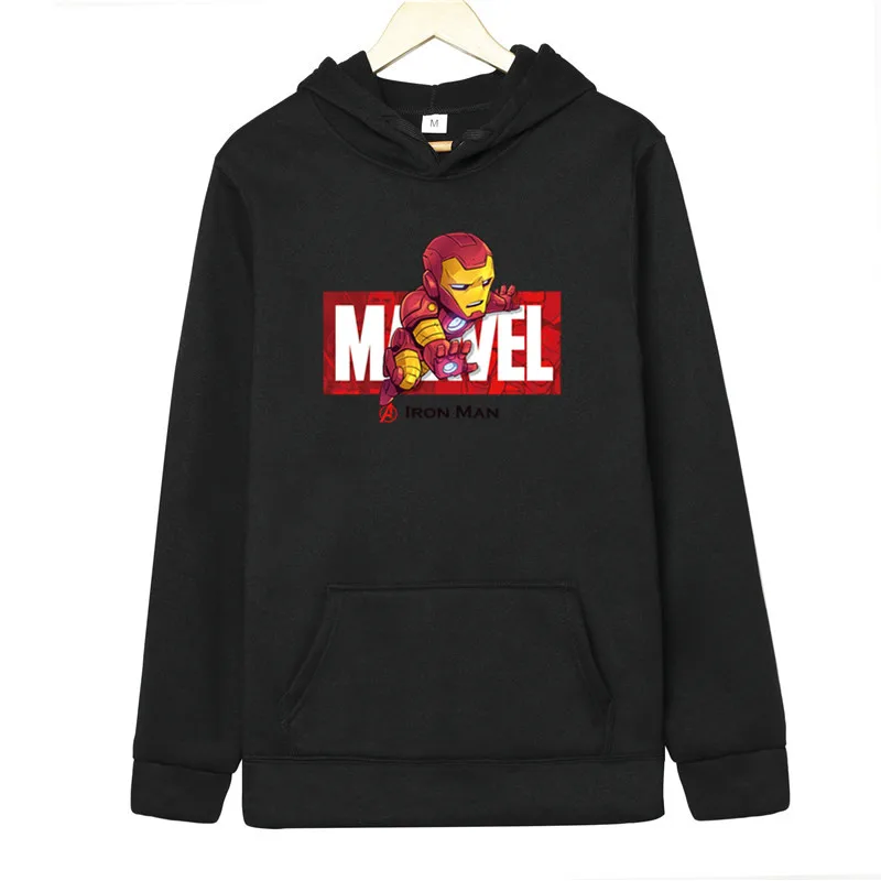 Зимние мужские Marvel Comics Человек-паук Железный человек толстовки с капюшоном осень Забавный принт Мода супергерой мультфильм уличная куртка