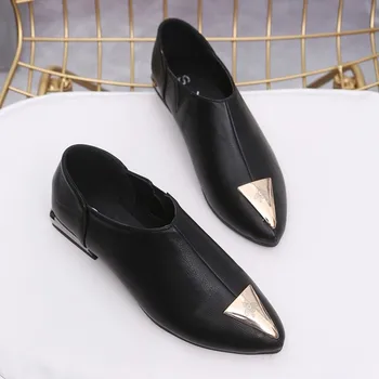 

Women Oxford Shoes Flats Autumn Spring Women's Brogue Black Office Female Patent Leather Shoes Pointed Toe Slippers Z15-87