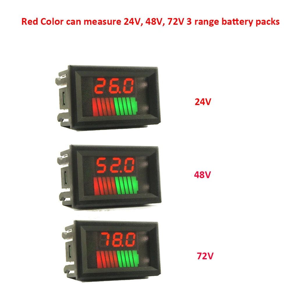10-сегметный светодиодный Батарея уровень столбчатую диаграмму 12 V/36 V/60 V 24 V/48 V/72 V литиевая измеритель емкости аккумулятора индикатор заряда Батарея тестер - Цвет: 24V 48V 72V Red
