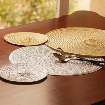 

4Pcs Coaster Table Mat Round PP Placemat Kitchen Dining Table Mats Steak Pad Anti Slip Heat Resistant Placemats Home Decor