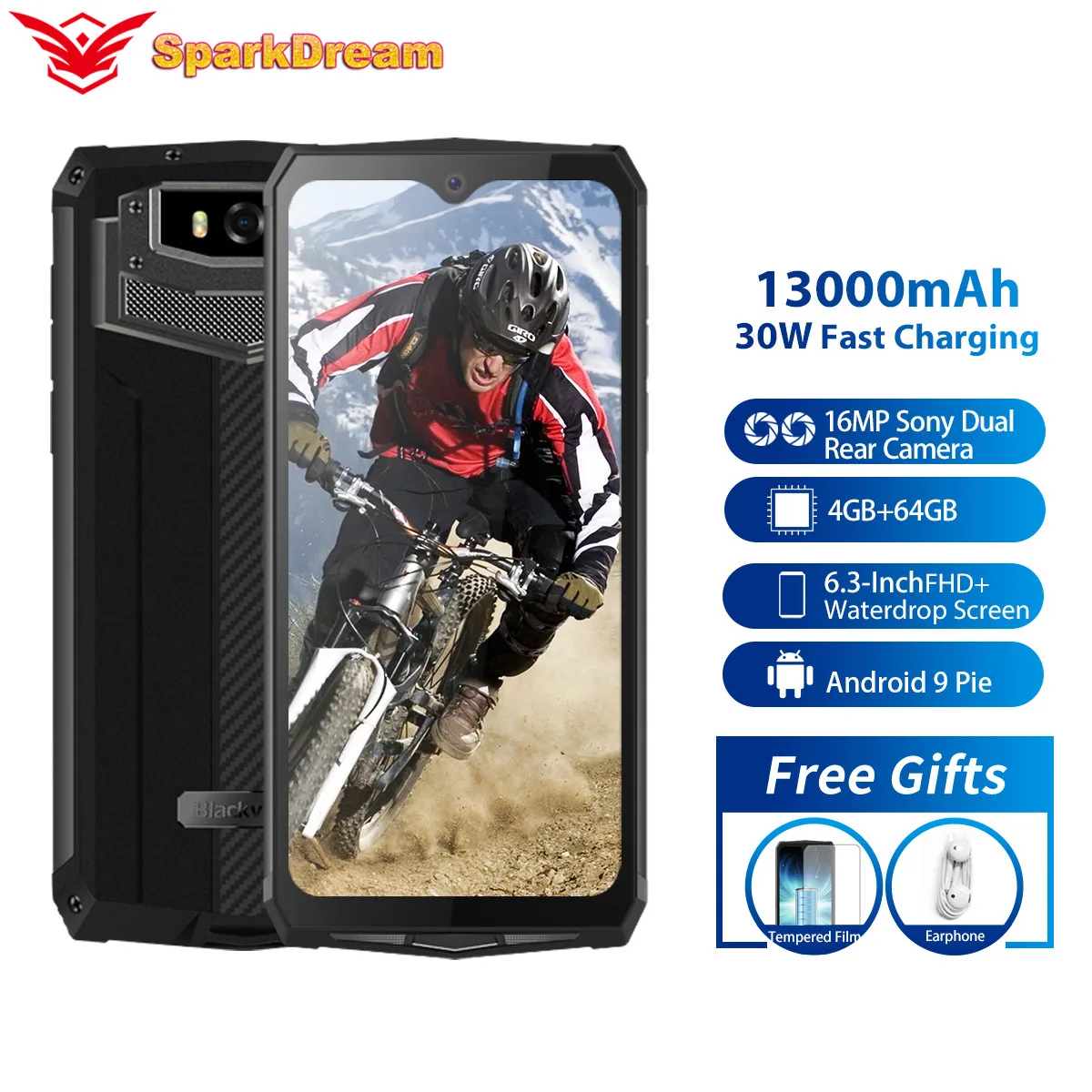 

BV9100 Android Mobile Phone 6.3" IP68 Rugged 4GB RAM 64GB ROM 13000mAH MTK6765 Octa Core NFC 16.0MP 30W Fast Charge Smartphone