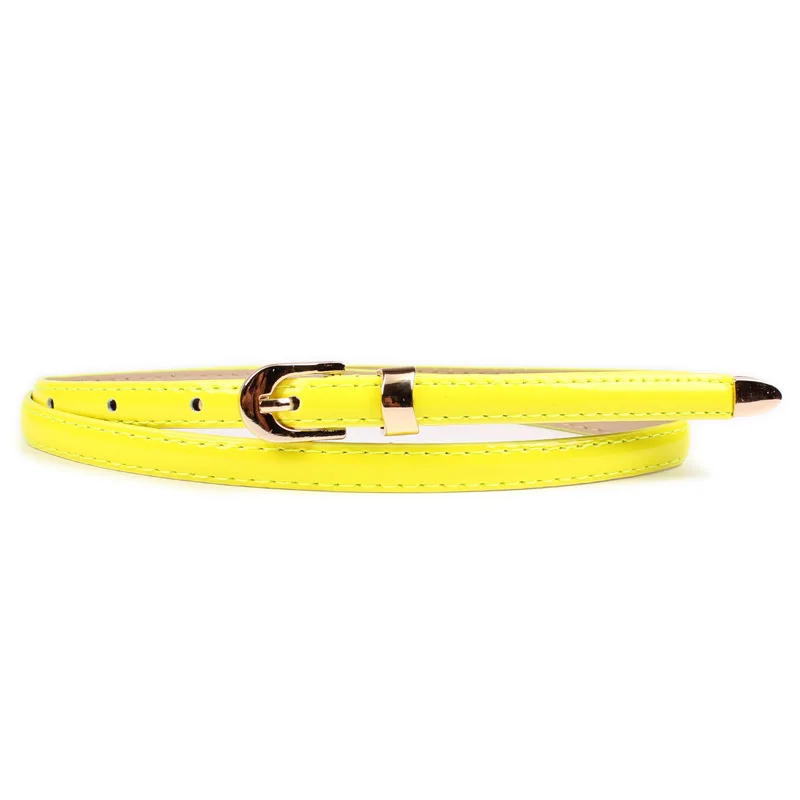 bright yellow 18 цветов,, ремни для женщин, украшения одежды, элегантные женские Harajuku пояса из искусственной кожи, черные пояса для джинсов - Цвет: bright yellow