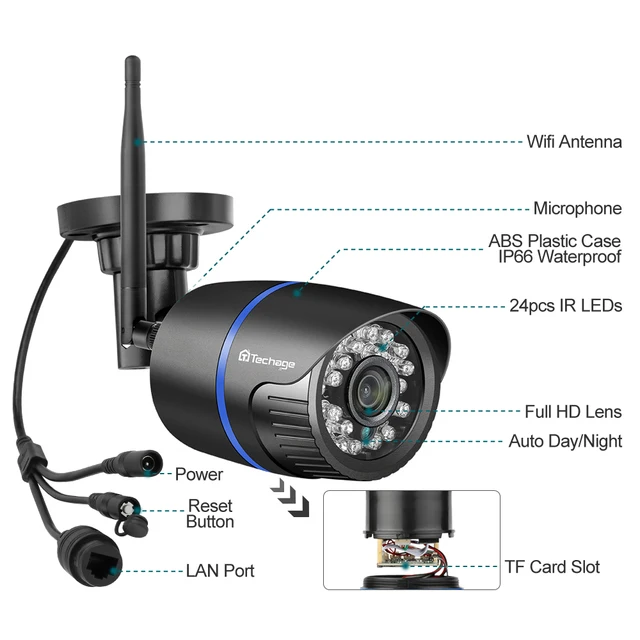 Techage 1080P 2MP Wireless IP Camera IR Night Vision Audio Record P2P Onvif Video Security Wifi Camera Outdoor CCTV Surveillance 2