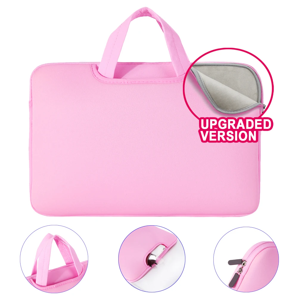 

Rainyear Laptop Bag Handbag Protective Sleeve Case Thicken Notebook Carry Bags 11 13 14 15 15.6 inch For Macbook ASUS Acer Pink