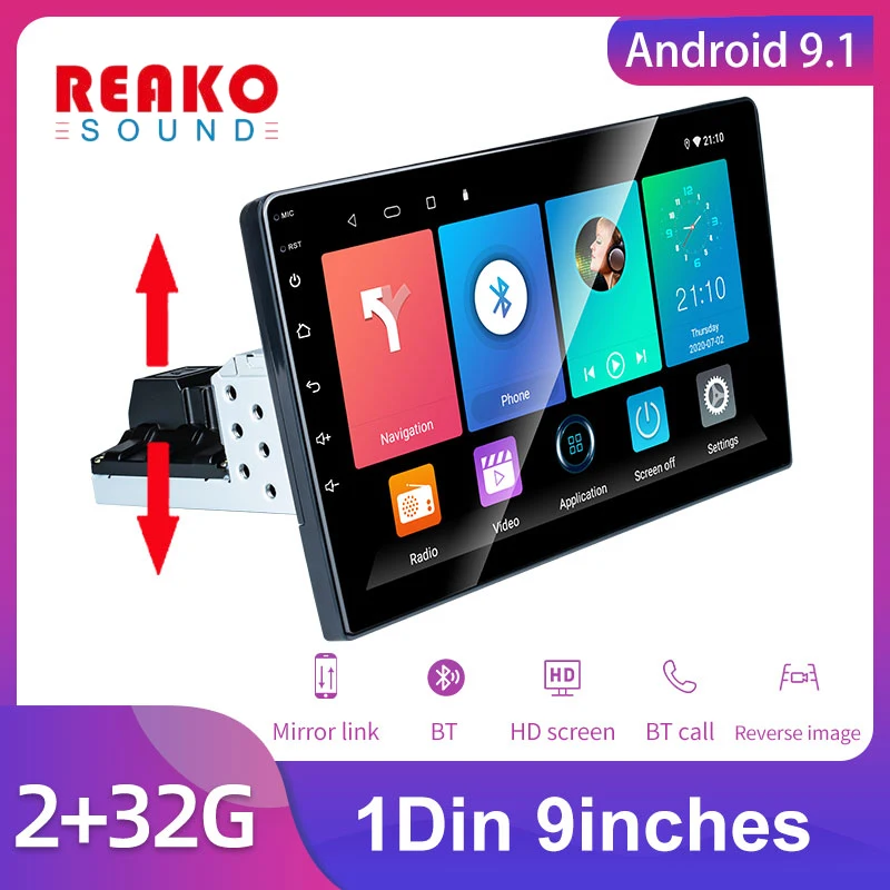 REAKOSOUND 9" 1Din Car Radio Android 9.1 Car Stereo GPS Multimedia