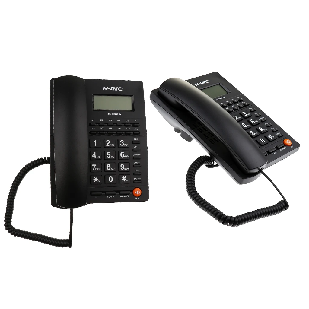 2Piece Corded Phone Landline Telephone with Speaker, Caller ID,Redial Callback Black