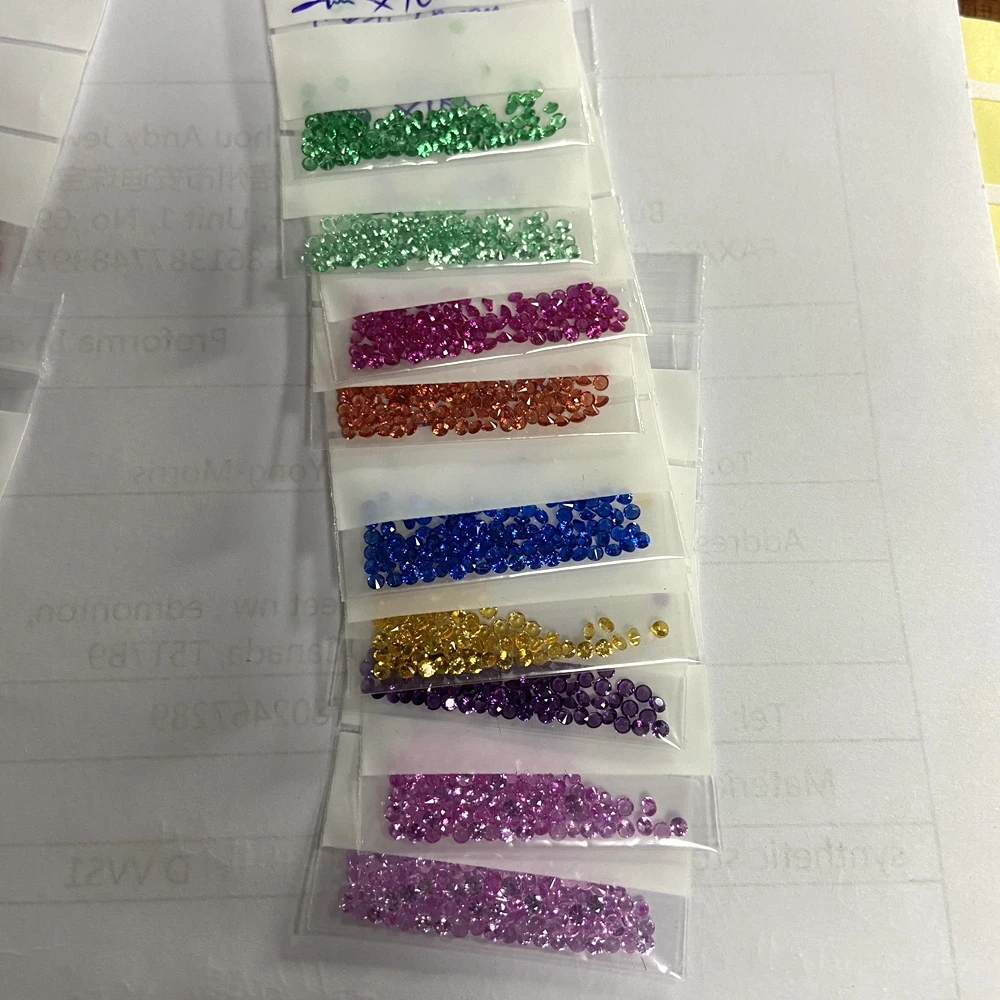 Meisidian 5A Quality 9 Color Round Shape 2mm Lab Rainbow Sapphire Loose Gemstone
