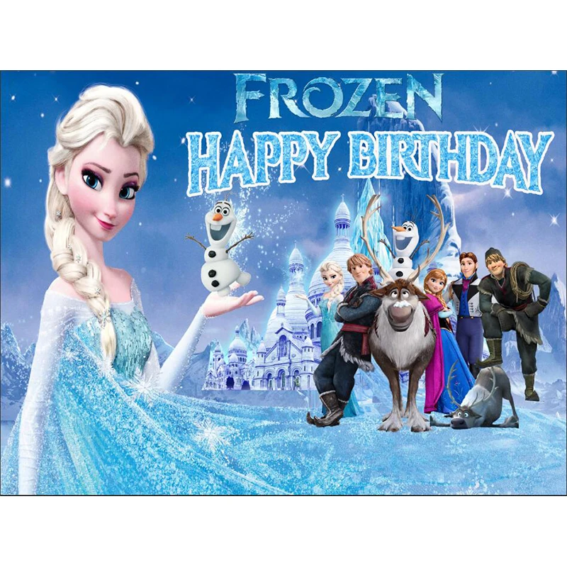 Disney Frozen Anna Elsa Princess Party Backdrops For Photo Customize Happy Birthday Kids Party Decorations Baby Shower 