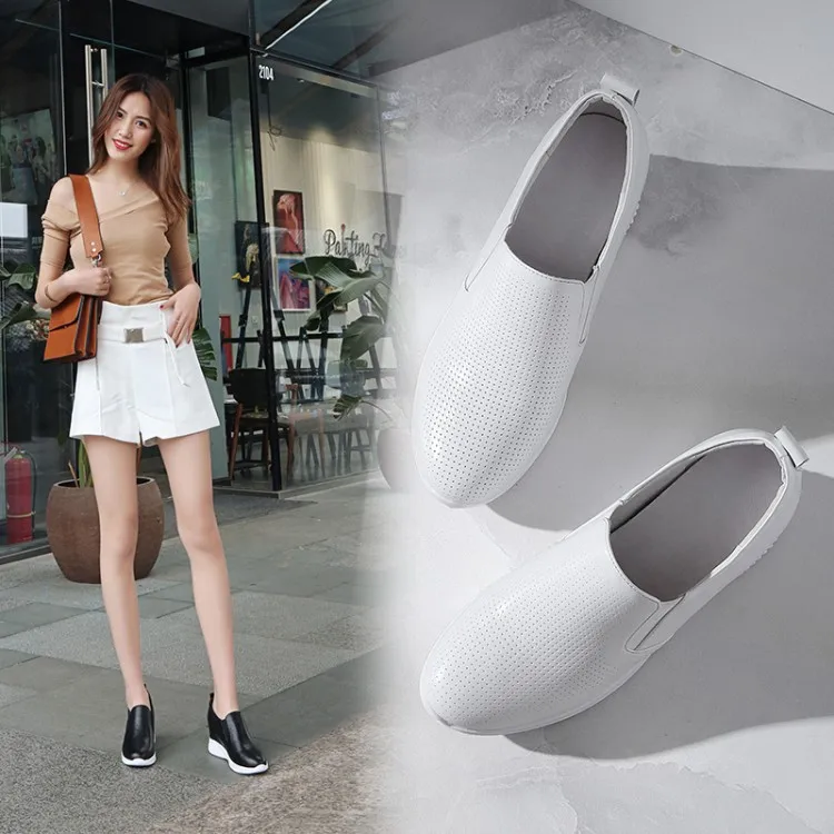 

Inside And Pure Leather Elevator Shoes 201915-10 Spring And Autumn New Style Loafers [High-End Handmade Comfortable WOMEN'S Shoe