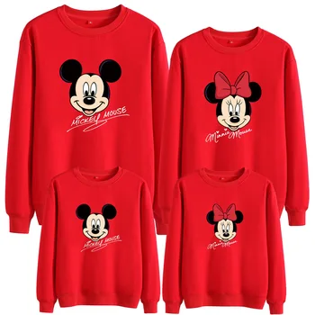 

Disney Family Matching Outfits Long sleeve Mickey Father Mother Daughter Son Sweatshirts Fashion Dad Mom Kids Coats