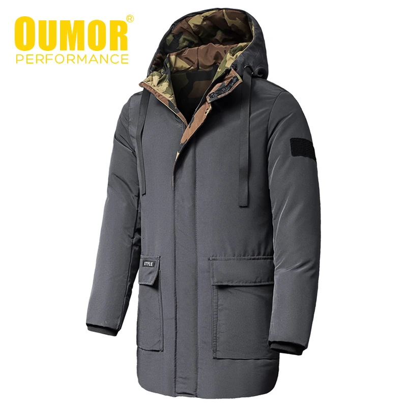 Billige Oumor 8XL Männer Winter Neue Lange Casual Camouflage Mit Kapuze Jacke Parkas Männer Outdoor Mode Warmen Dicken Taschen Armee Mantel Parkas männer
