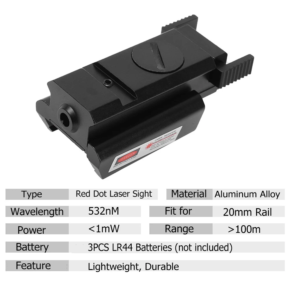 Tactical Red Dot Sight with 20mm Rail Pistol Weaver Airsoft Shockproof Rifle Red Laser Scope Hunting Handgun Glock Laser-1