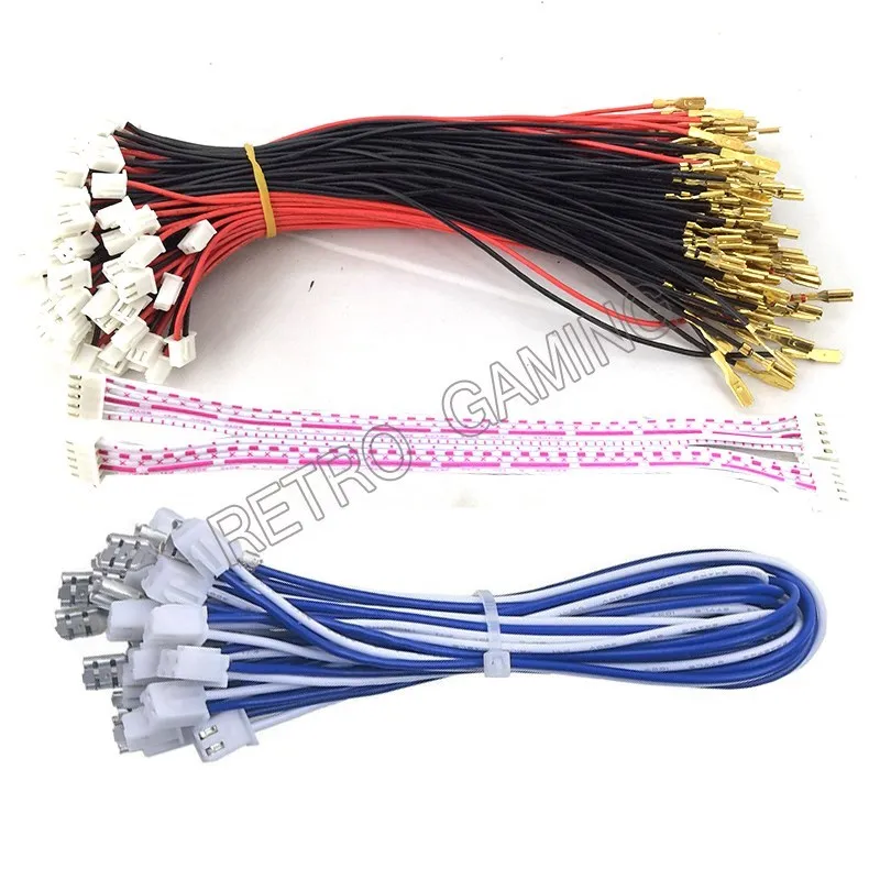 10pcs lot 2.8mm 4.8mm 2 pin cables connect to sanwa microswitch arcade joystick & button for usb zero delay encoder board