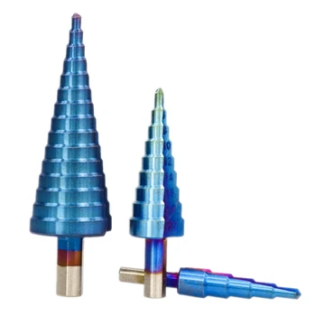 

Nano Blue Coated Step Drill Bit Drilling Power Tools Metal High Speed Steel Wood Hole Cutter Step Cone Drill