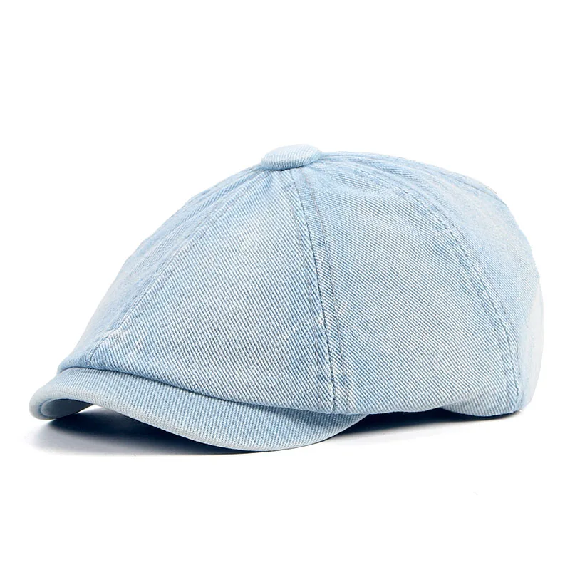 Cotton Denim Beret Hat Men Women 2022 Fashion Spring Vintage Boinas Para Hombre Peaky Blinders Newsboy Flat Caps Octagonal Hats painter beret hat