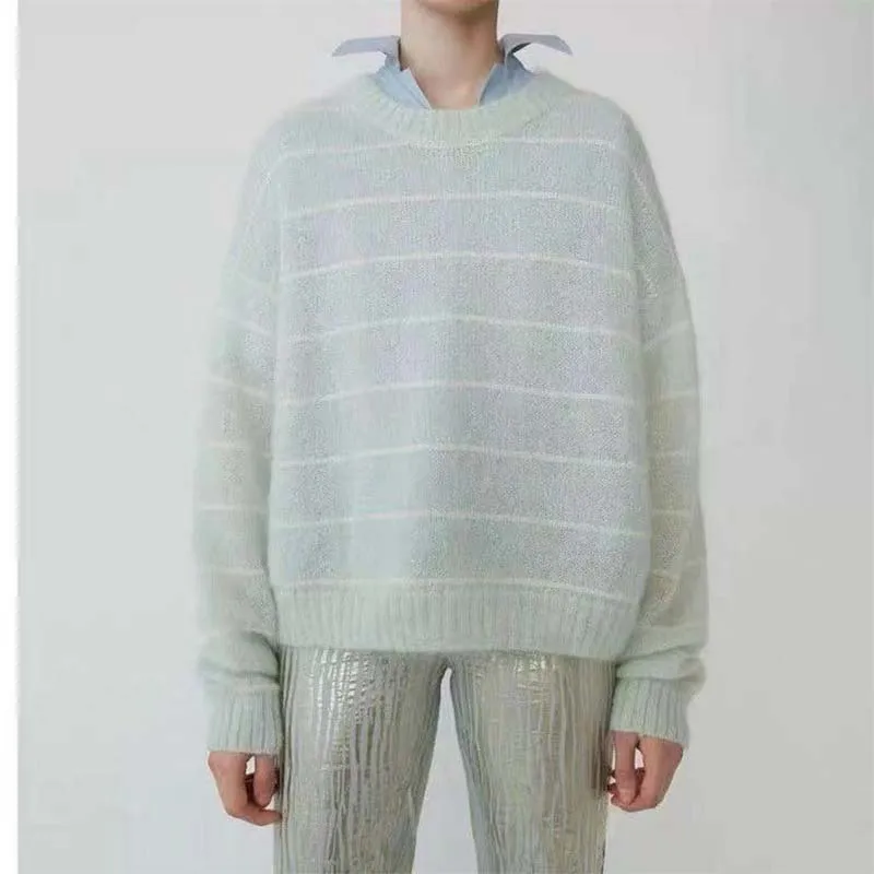 

Women Sweater 2019 Autumn and Winter New Wool Mohair Blend Loose Round Neck Sweater Thin Sweater