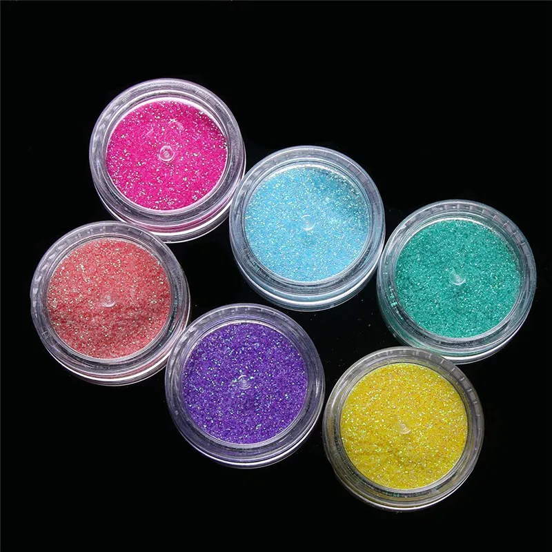 6 Box/Set Gradient Shiny Nail Glitter Powder Holographic Sparkly Manicure Nail Art Chrome Pigment Diy Nail Art Decoration Kit