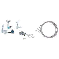 Chrome Sealed Bass Tuning Pegs Tuners Machine Heads 2L + 2R With 4 Pcs Stainless Steel Bass Strings Bass
