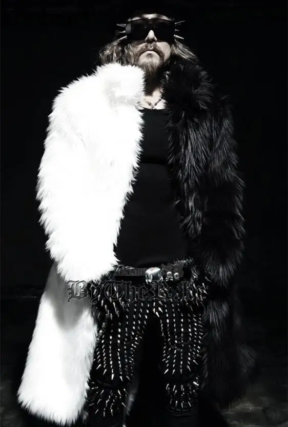 Мужские длинные пальто из искусственного меха с мехом лисы элегантные