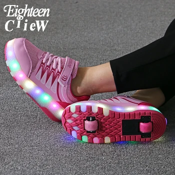 

Size 28-40 Glowing Sneakers with Charging Switch Light Sneakers with Wheels Woman Sneakers on Wheels for Girls Roller Kids Shoes