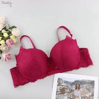 

Parifairy New Girl Cat Ears Full Cup Sexy Bra Unlined Gathered Underwear Women Lace Bra Plus Size 36 38 40 42 44 C Cup Lingeries