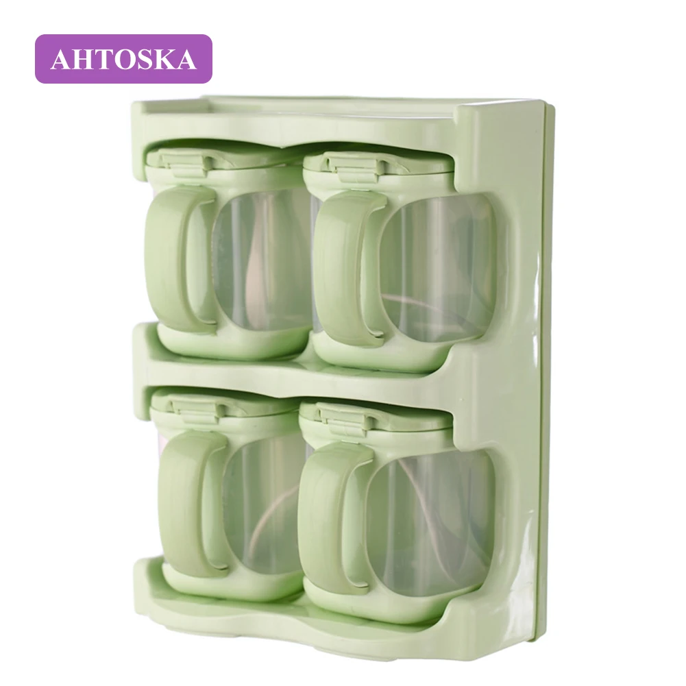 AHTOSKA 4 Шт./компл. Прозрачная Коробка Приправ Уксусница Для Хранения Контейнер