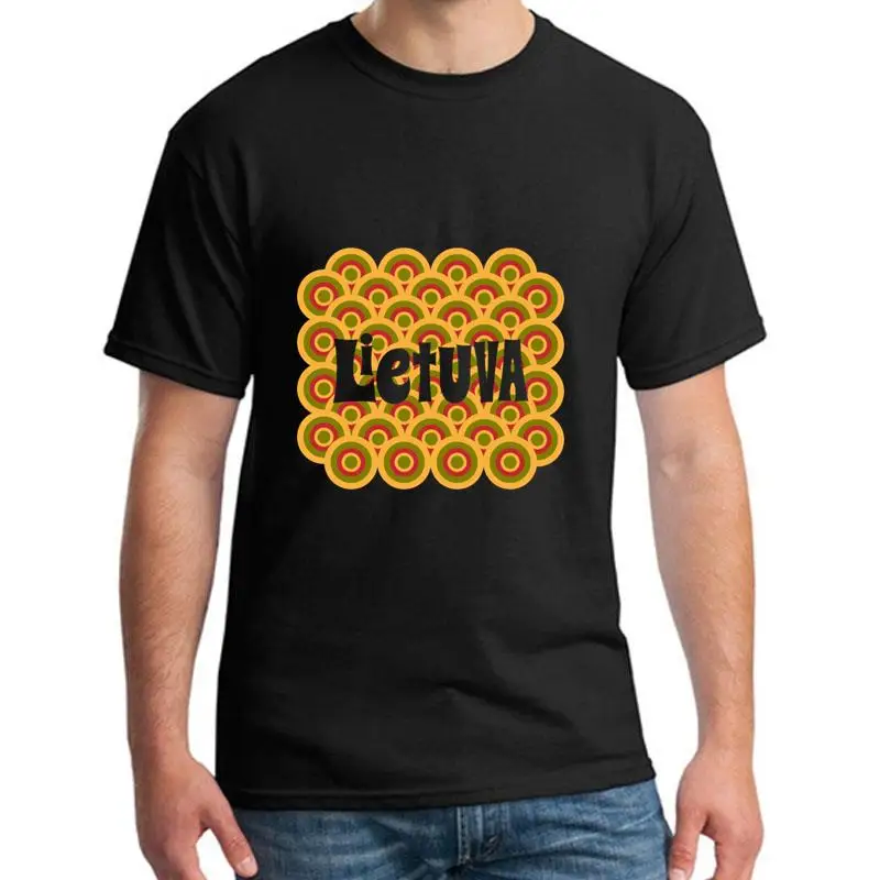 

Graphic Lietuva Circles tee shirt for men Short-Sleeve awesome Knitted homme tee t shirts Building Tee tops