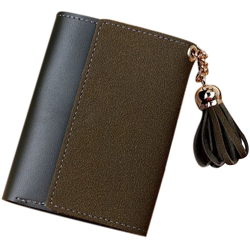 

Women Fashion Frosted Tassel Short Wallet Card Pack Coin Purse For Bag