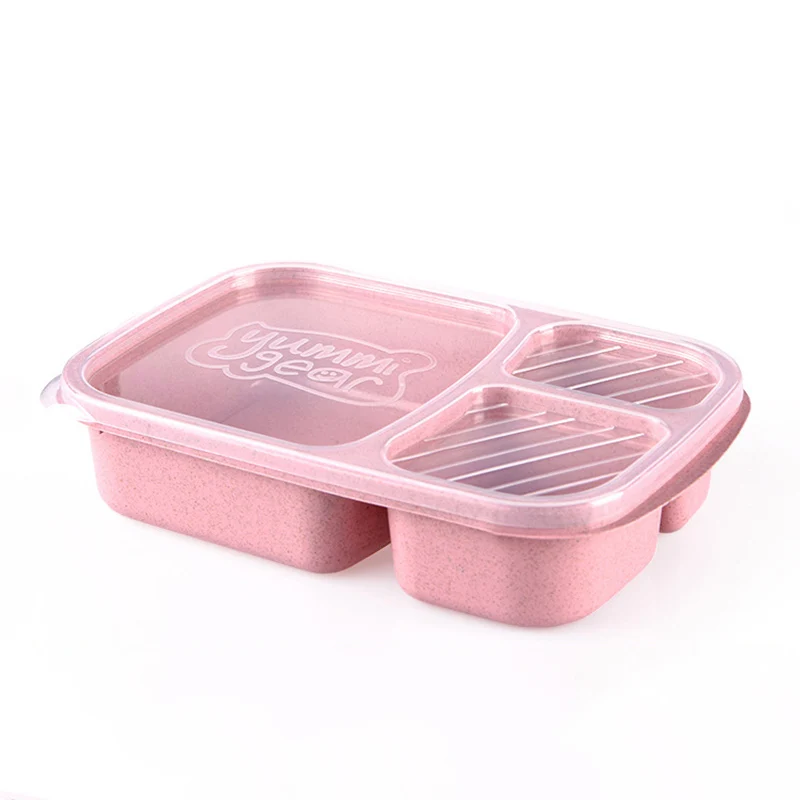 Портативная коробка для бенто, отдельный Ланч-бокс, герметичный, для пикника, еды, фруктов, решетка, контейнер для хранения, коробка для детей, взрослых, контейнер для еды - Цвет: Pink
