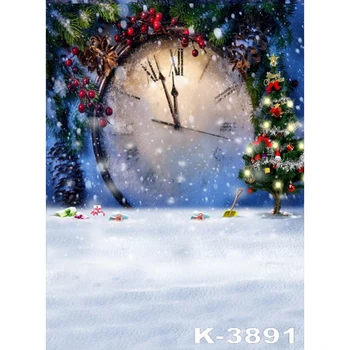 

Christmas Backdrop Snow Pine Clock New Year Newborn Baby Birthday Party Custom Photography Background For Photo Studio