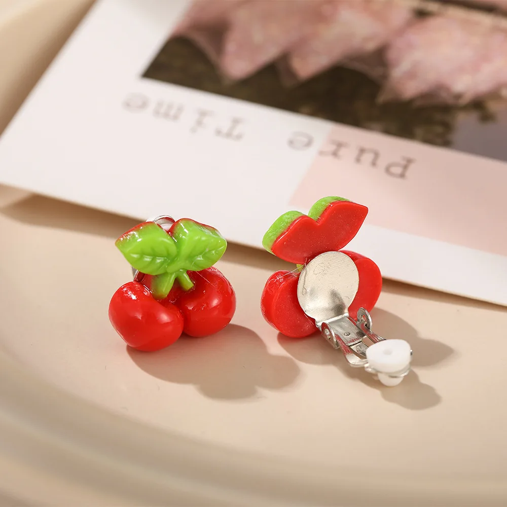 Cartoon animal / fruit / Butterfly Ear Clips Children Clip Earrings Girl Resin no Piercing earring for children kids серьгиChildren Baby Girl Jewelry Kids Cute Animal Fruit Cherry Resin Ear Clip On Pierced Party Gift Cartoon Flower Earrings