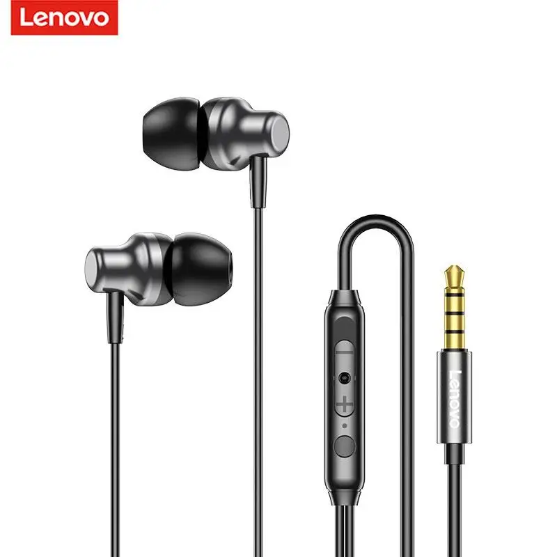 Lenovo qf730 pesado subwoofer estéreo earplug in-ear fone de ouvido estéreo com fio 3.5mm microfone fone de ouvido para xiaomi iphone samsung redmi