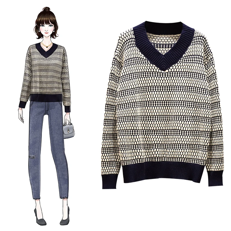 

Big Size Early Autumn New Women's Wear Sweater 2019 Loose Weight Younger Sister Slim Knitted Jacket Bottom Shirt